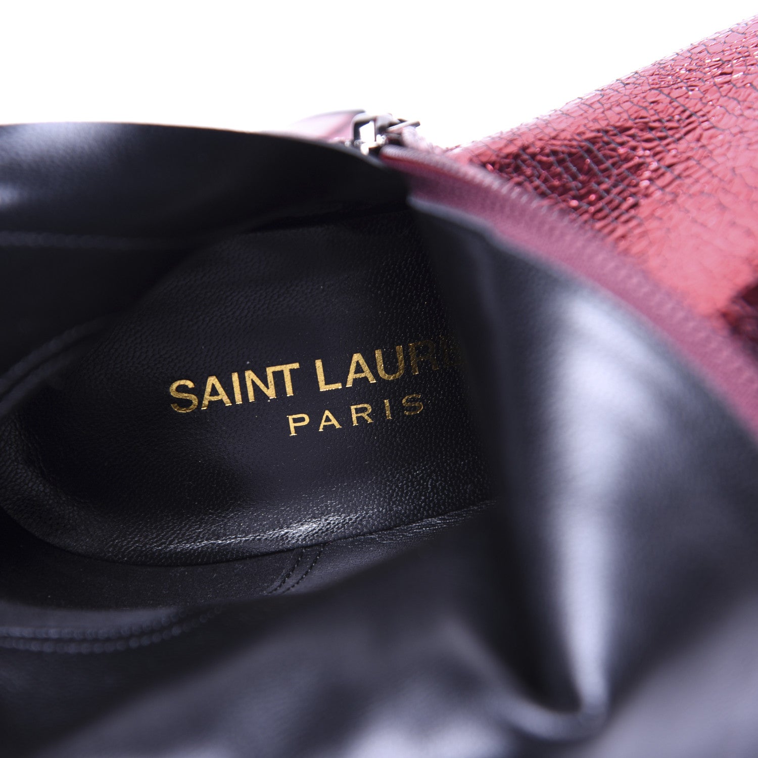 Saint Laurent Metallic Crackled Lou 95 Zip Bootie 36.5 Elect 7 of 18