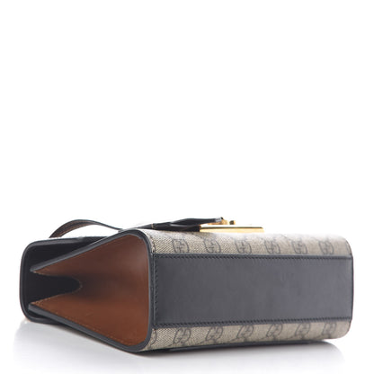 Gucci GG Supreme Monogram Calfskin Small Padlock Shoulder Bag Beige Black Cuir 4 of 12