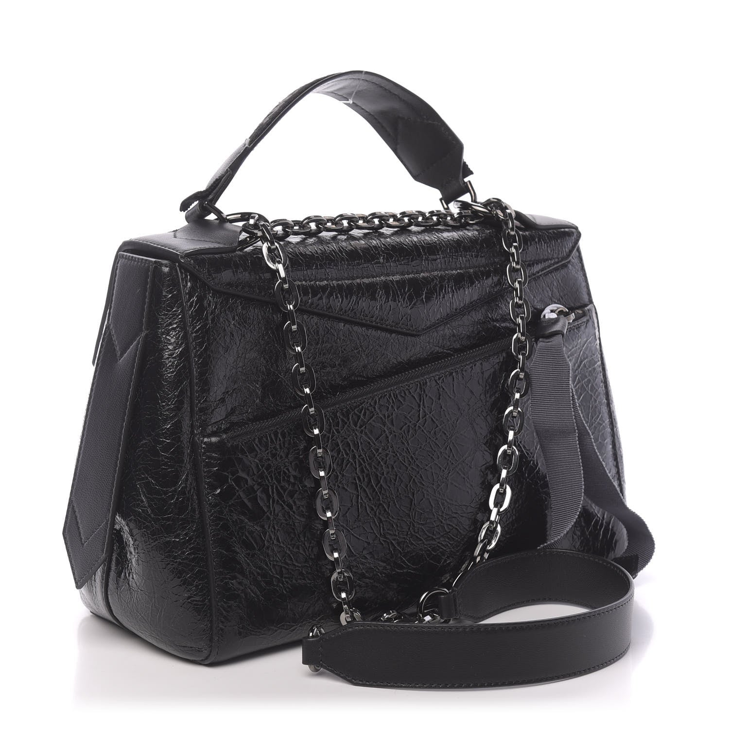 Givenchy Creased Patent Calfskin Medium ID Flap Black 3 of 9