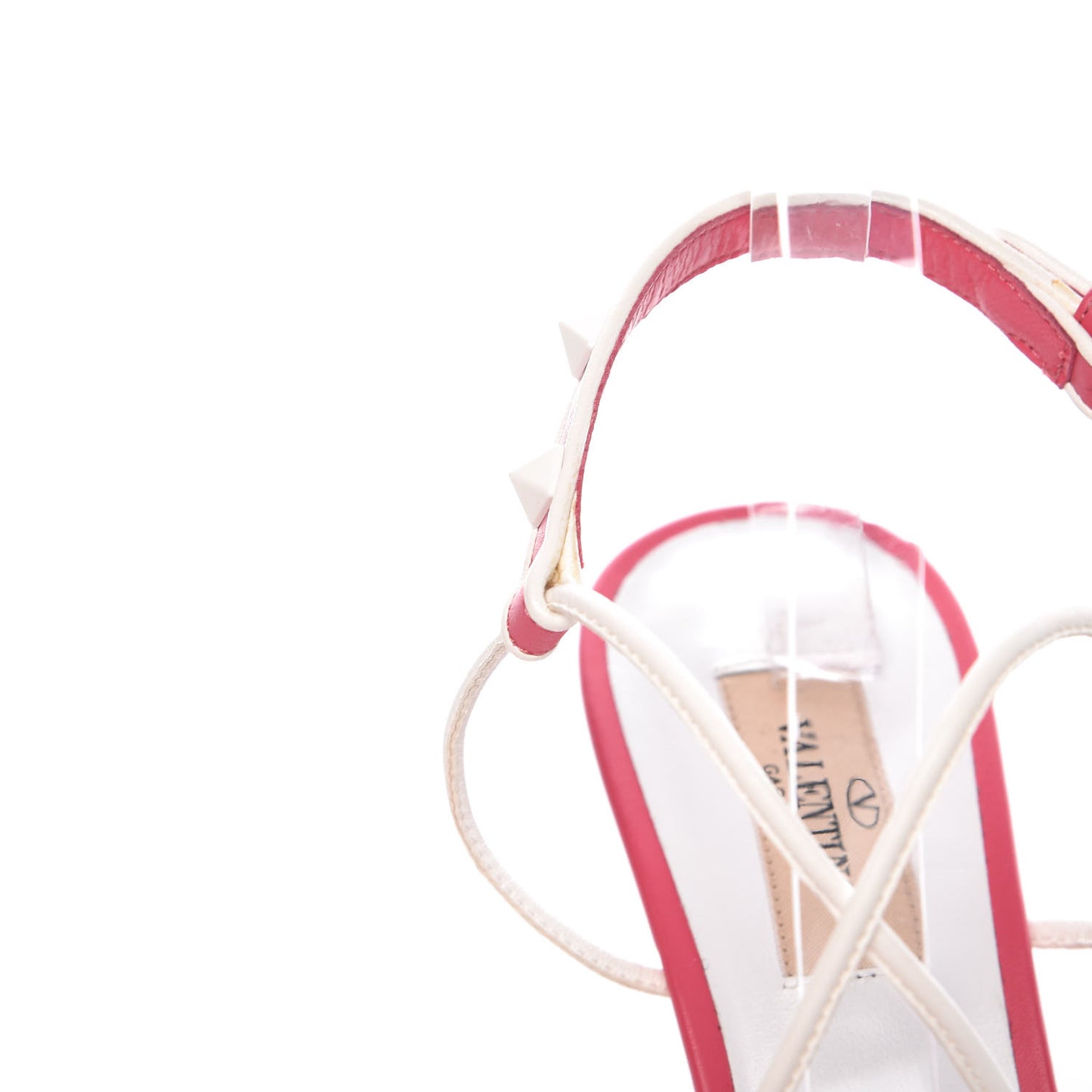 Calfskin Free Rockstud Crisscross Slingback 85mm Sandals 39 Shadow Pink Optic White