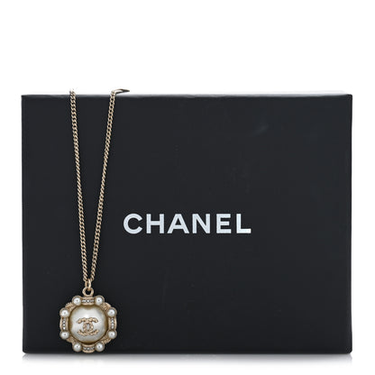 Chanel Pearl Crystal CC Pendant Necklace Gold 5 of 5
