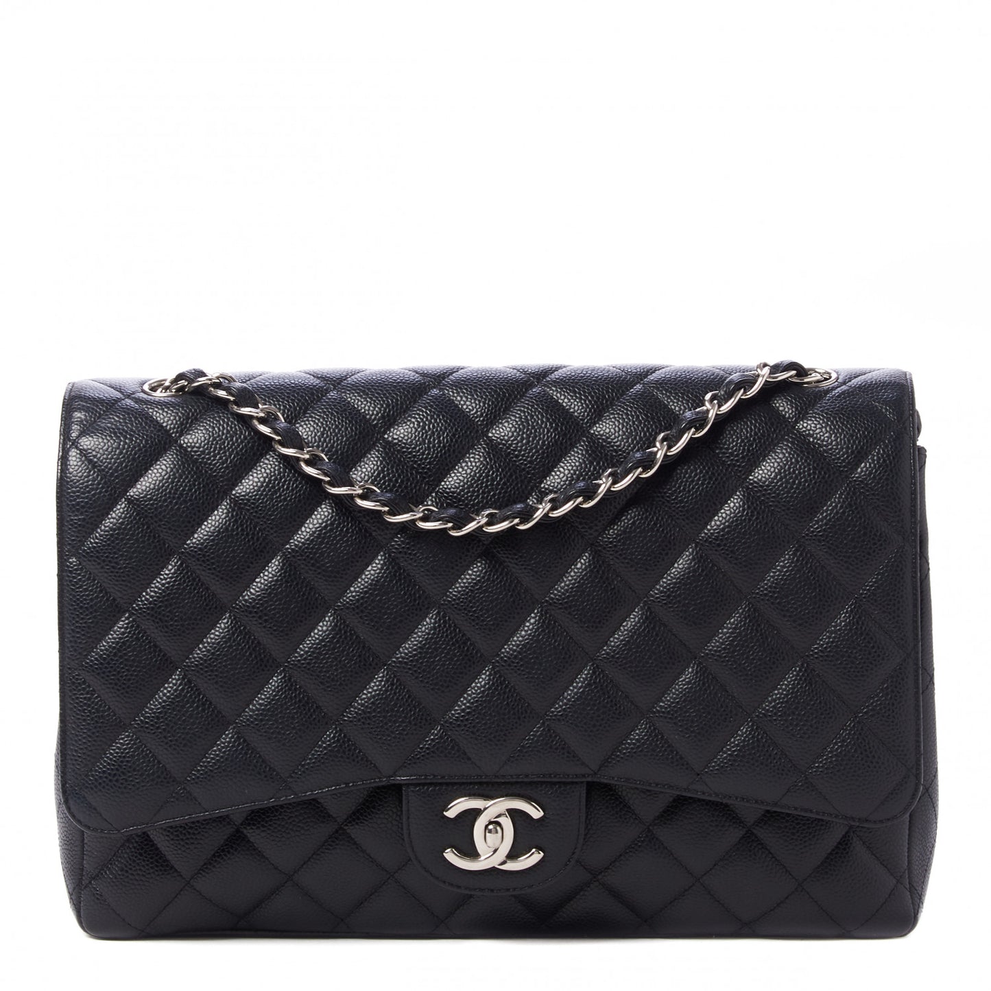 Caviar Quilted Maxi Double Flap Black