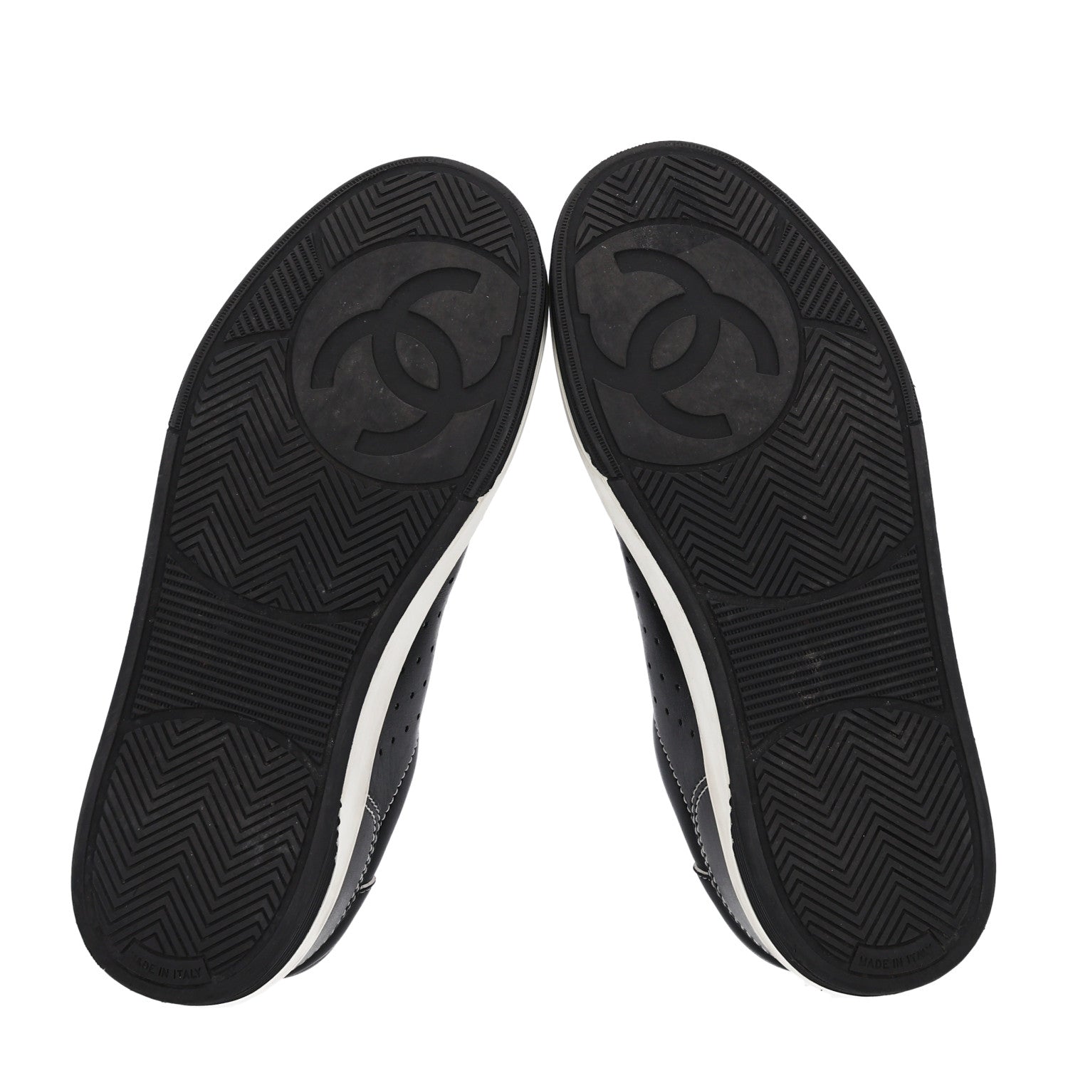 Chanel Calfskin Womens Logo Sneakers 38 Black White 7 of 11