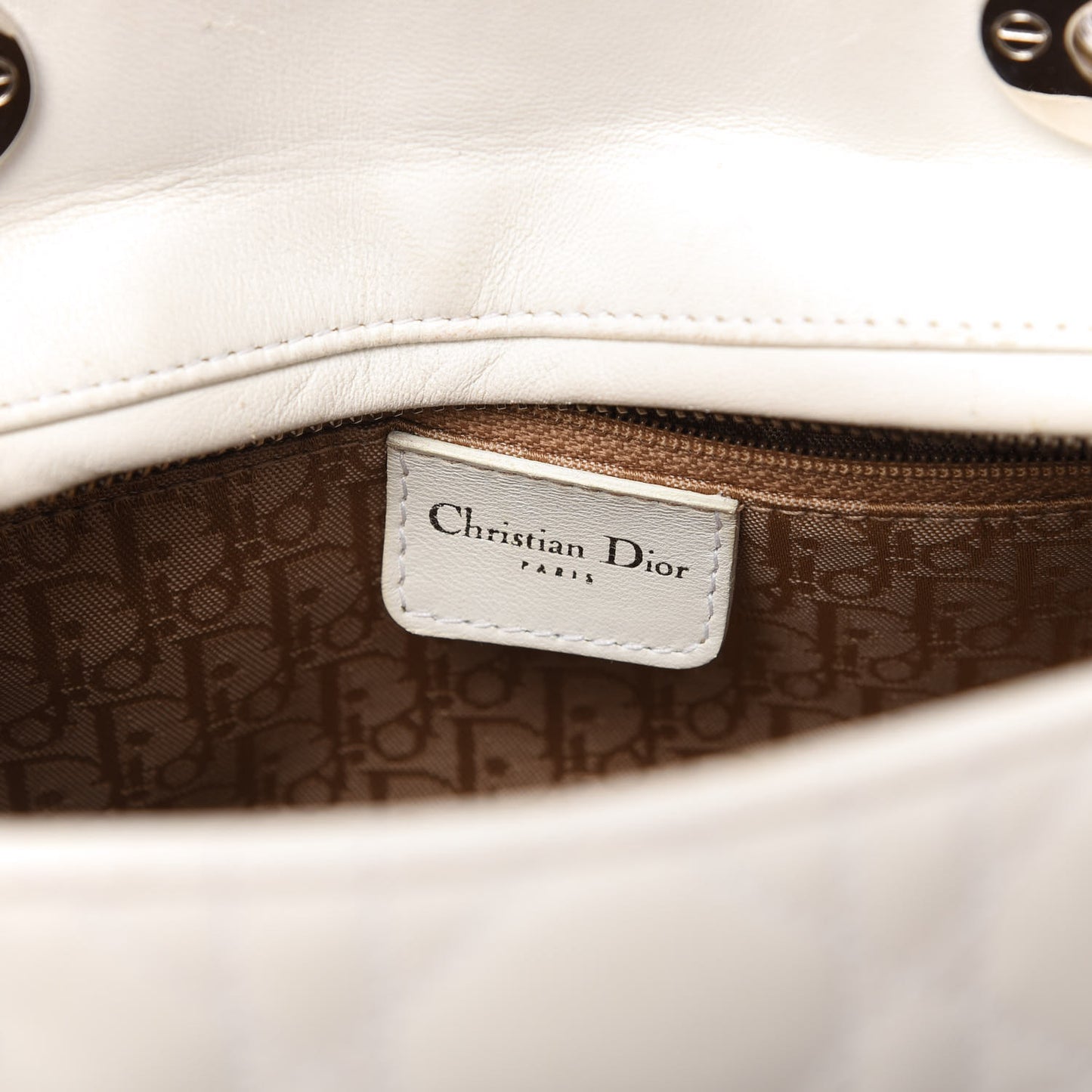 Lambskin Cannage Medium Lady Dior White