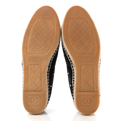 Chanel Suede Pearl CC Espadrilles 39 Black 5 of 10