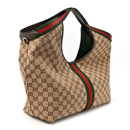 Gucci GG Monogram Web Large Giglio Tote Beige Brown 3 of 9