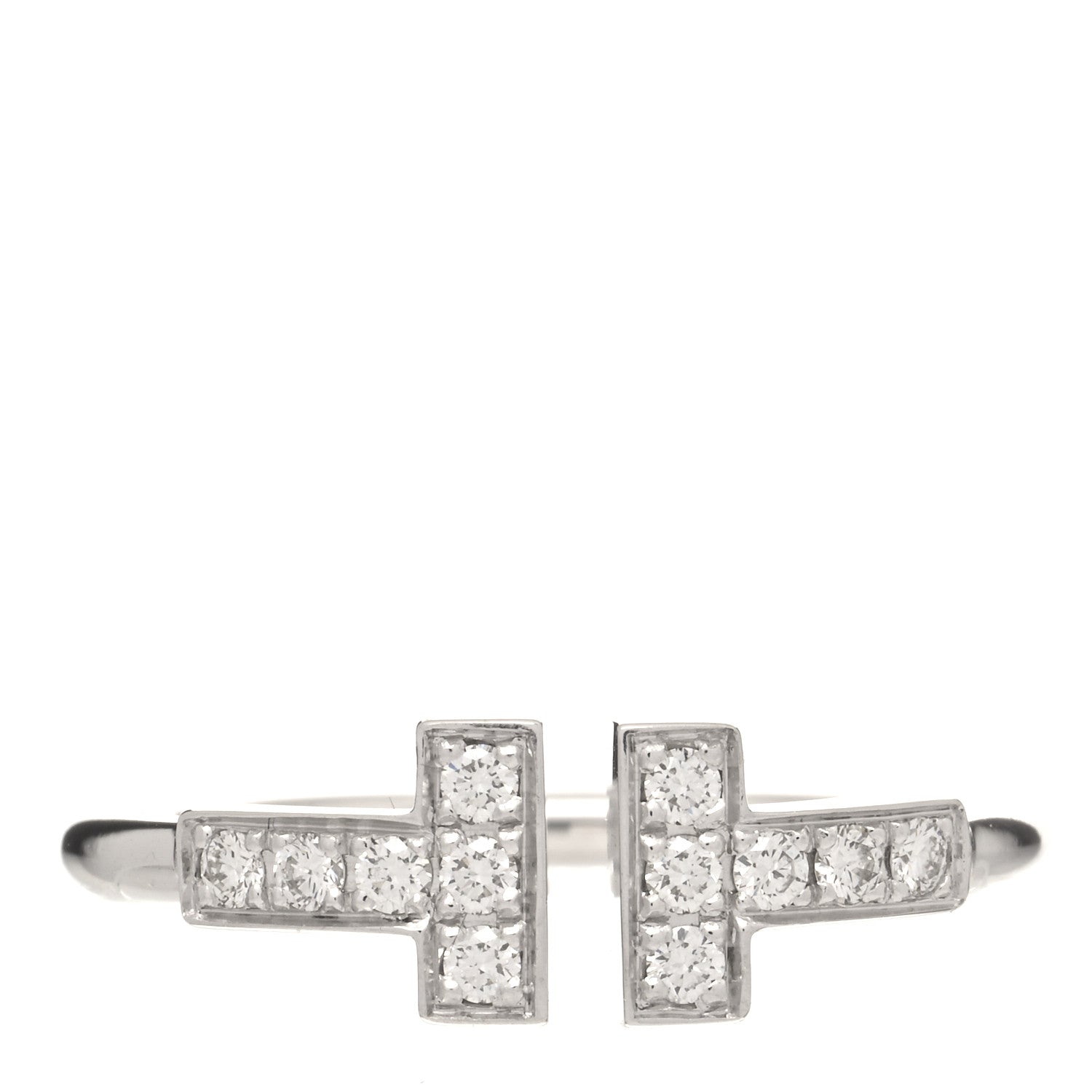 Tiffany 18K White Gold Diamond T Wire Ring 49 5 1 of 5
