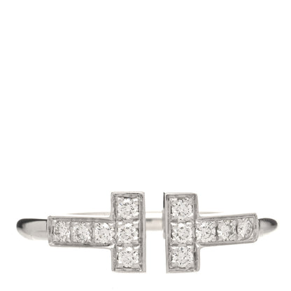 Tiffany 18K White Gold Diamond T Wire Ring 49 5 1 of 5