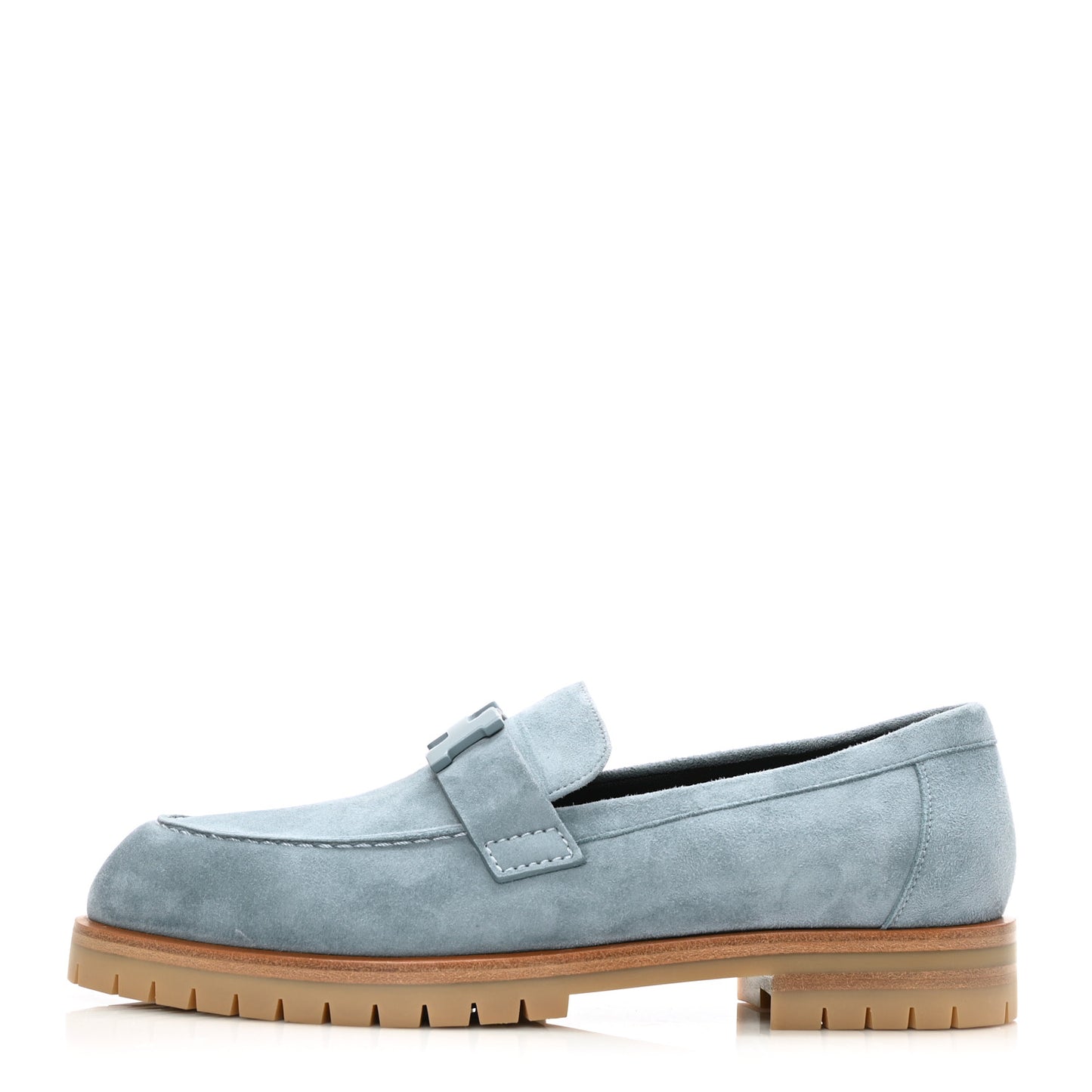 Suede Goatskin Womens Faubourg Loafers 37.5 Bleu Pinede