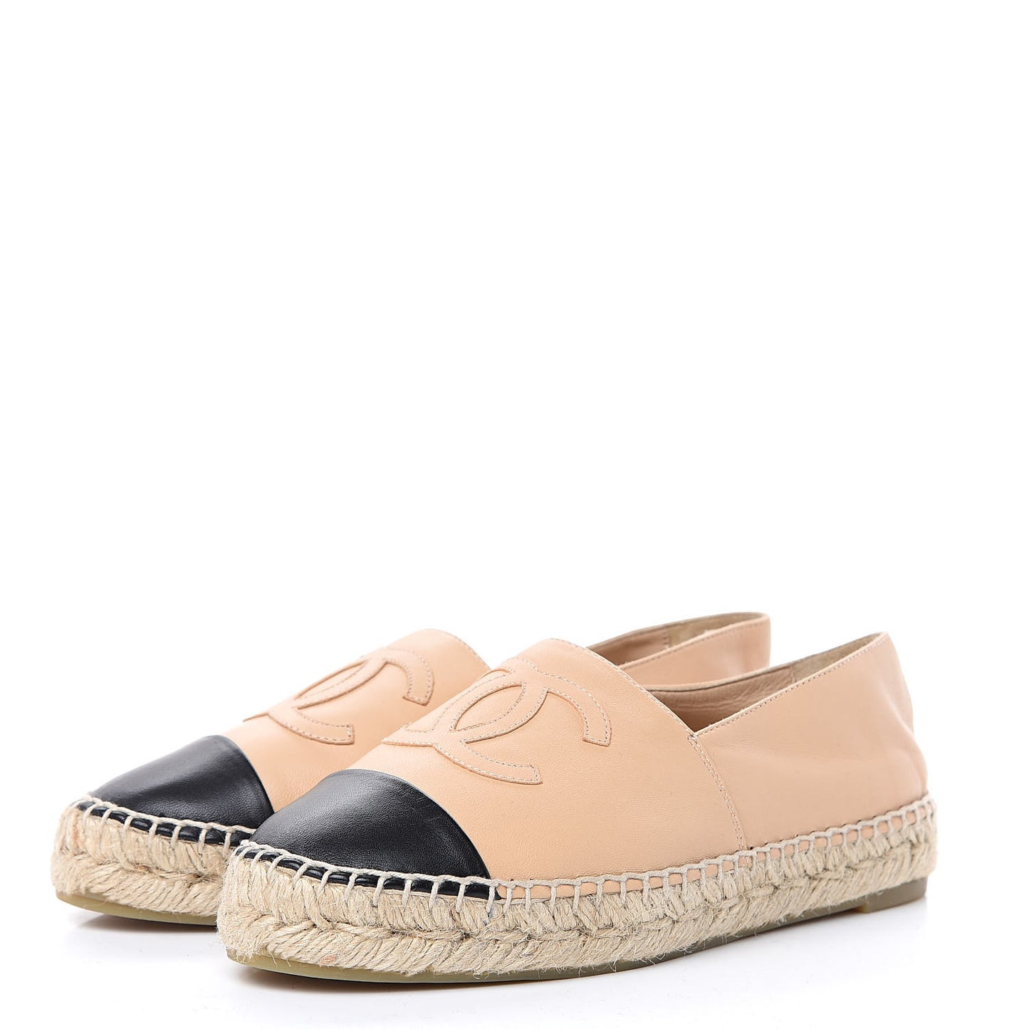 Lambskin CC Espadrilles 36 Beige Black