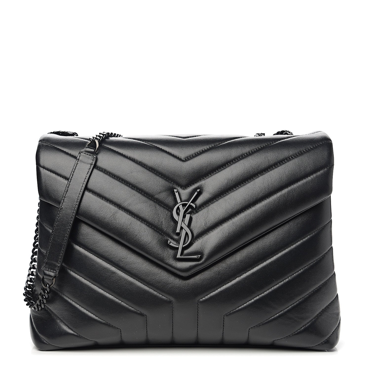 Saint Laurent Calfskin Y Quilted Monogram Medium Loulou Chain Satchel Black 1 of 10