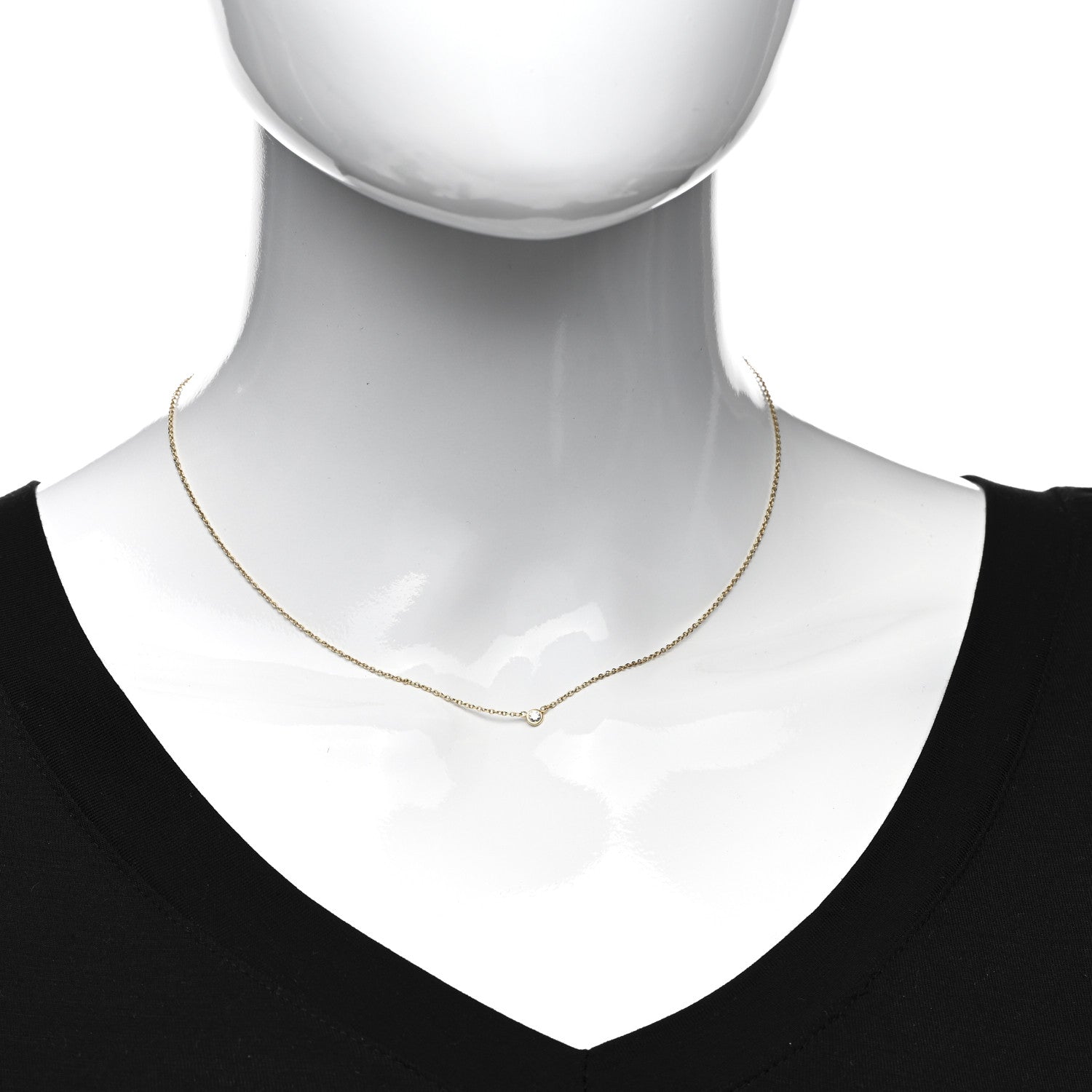 Tiffany 18K Yellow Gold Diamond .05ct Elsa Peretti Diamonds by the Yard Pendant Necklace 2 of 5
