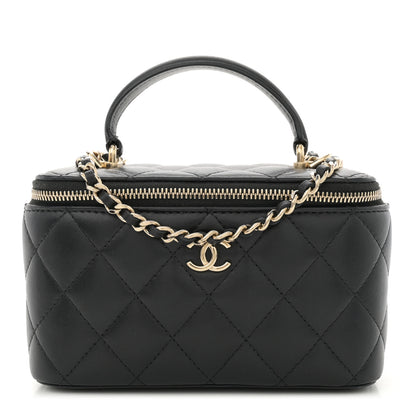 Chanel Lambskin Quilted Small Top Handle Vanity Case With Chain Black 1 of 14