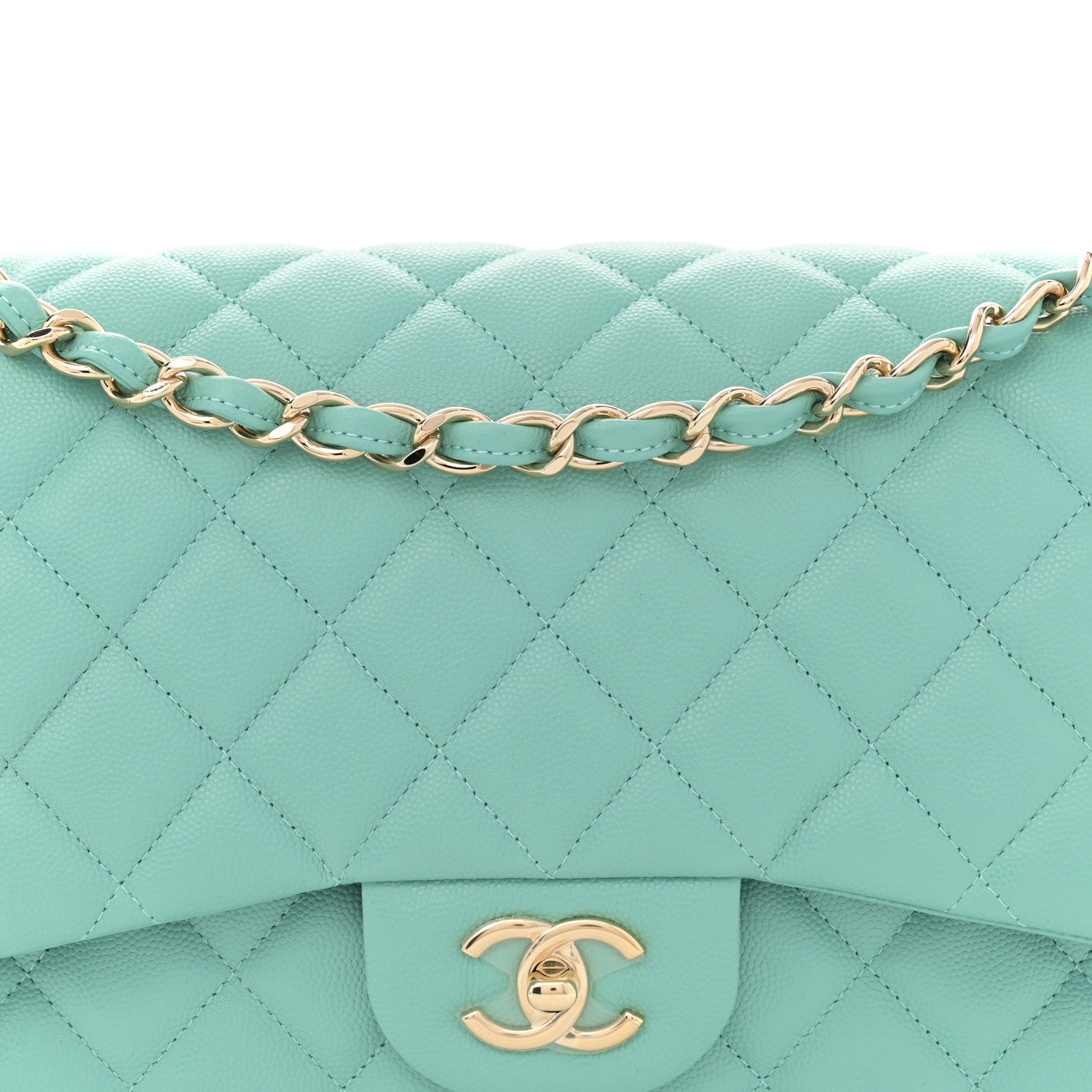 Chanel Caviar Quilted Jumbo Double Flap Light Green 8 of 10