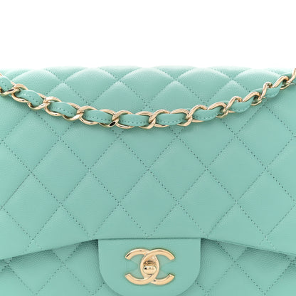 Chanel Caviar Quilted Jumbo Double Flap Light Green 8 of 10