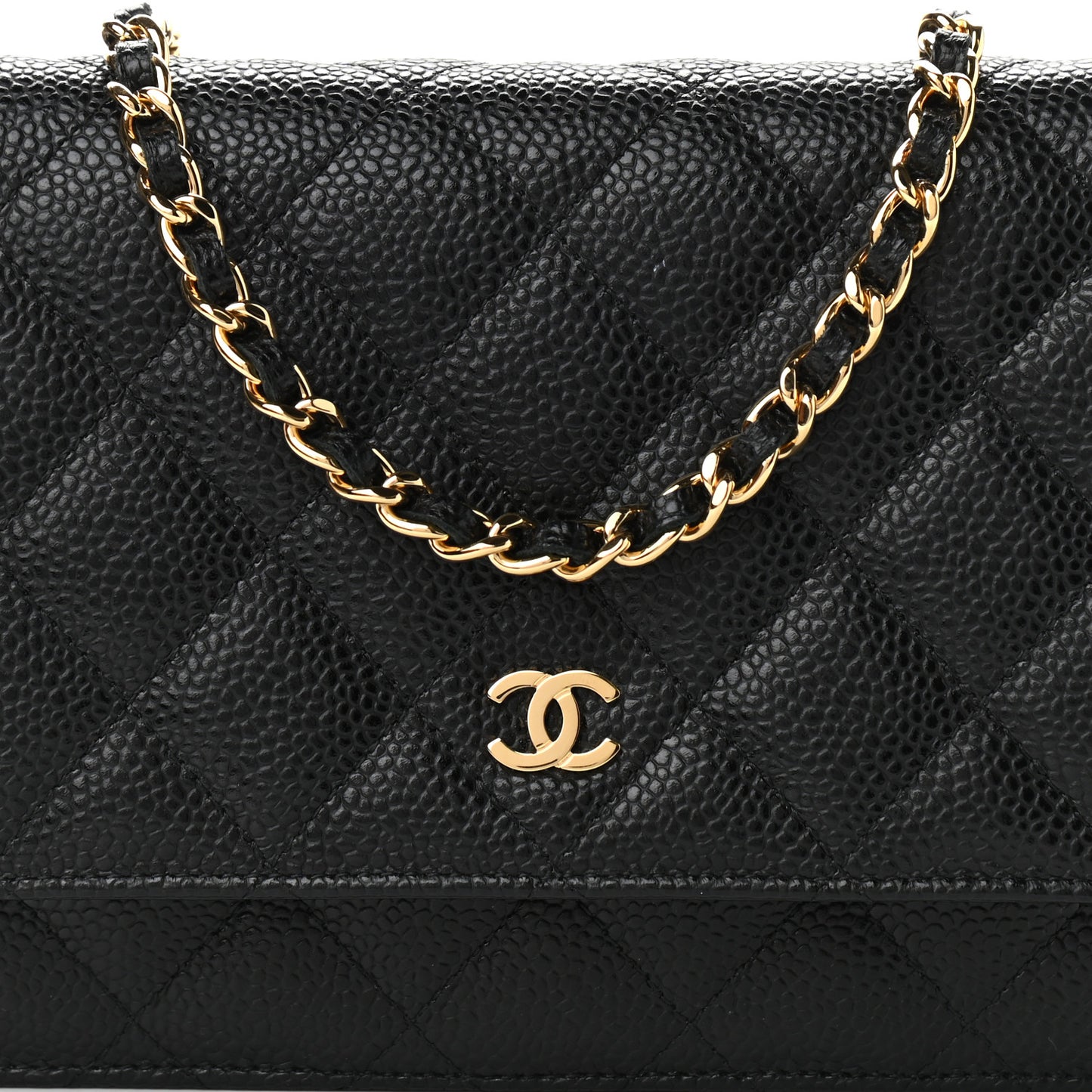 Caviar Quilted Wallet On Chain WOC Black