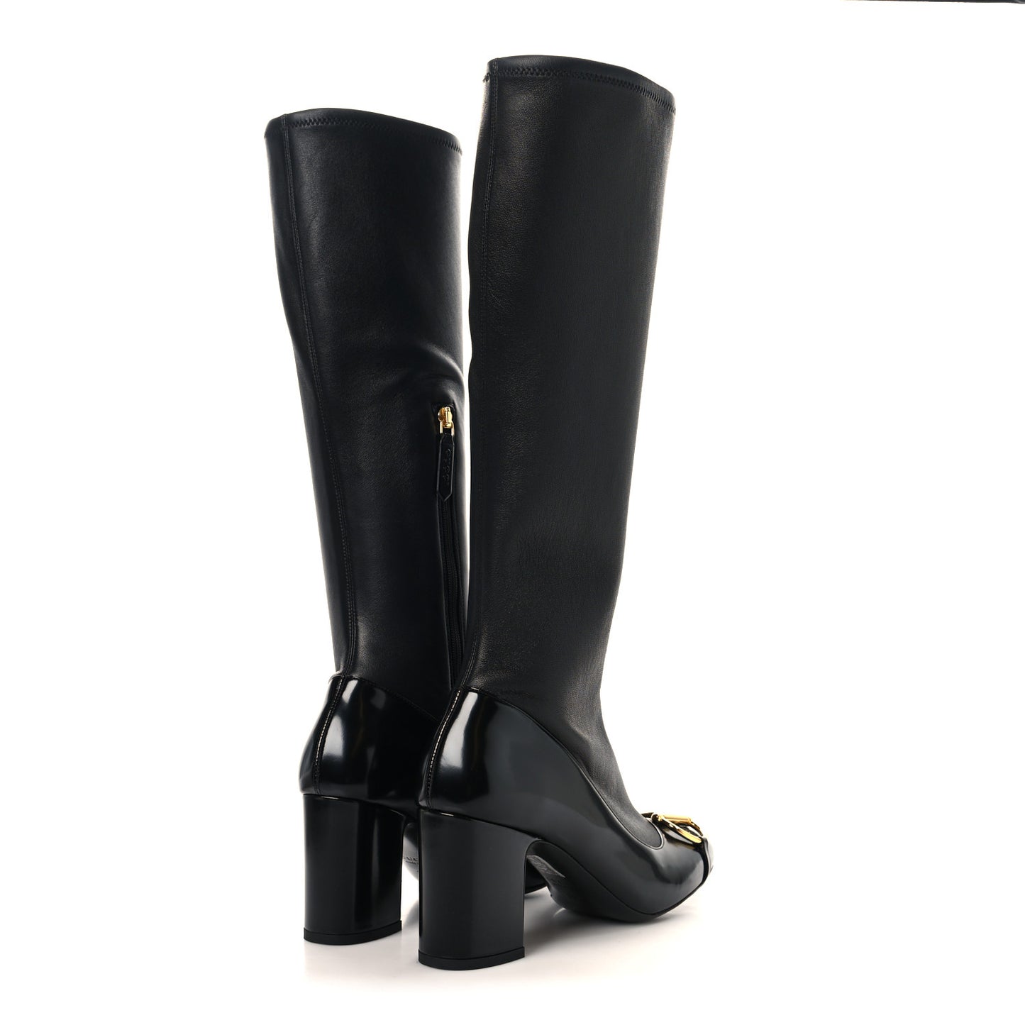Nappa Stretch Brixton Horsebit Knee High Boots 39.5 Black