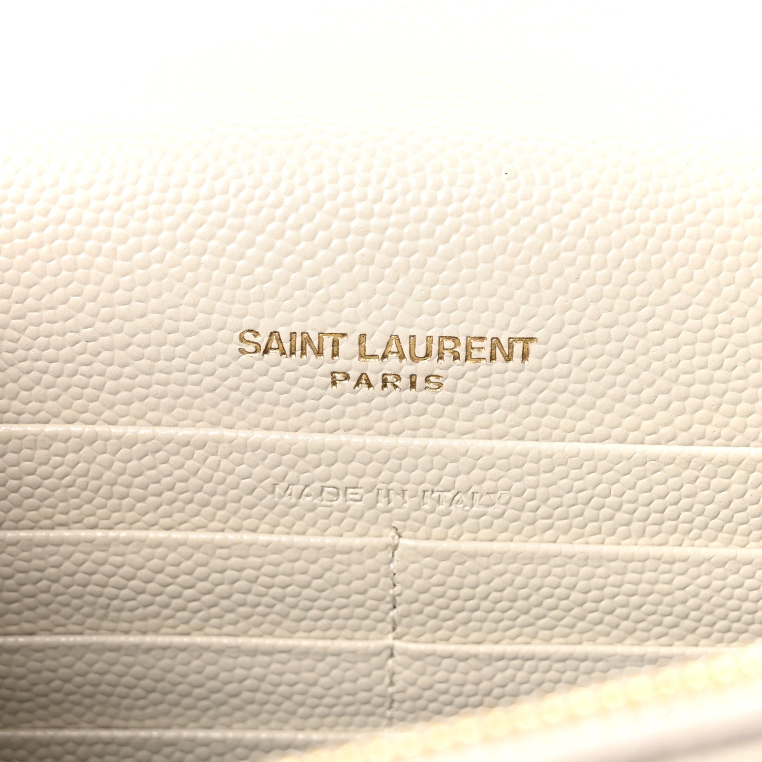 Saint Laurent Grain De Poudre Matelasse Chevron Monogram Envelope Chain Wallet Crema Soft 6 of 10