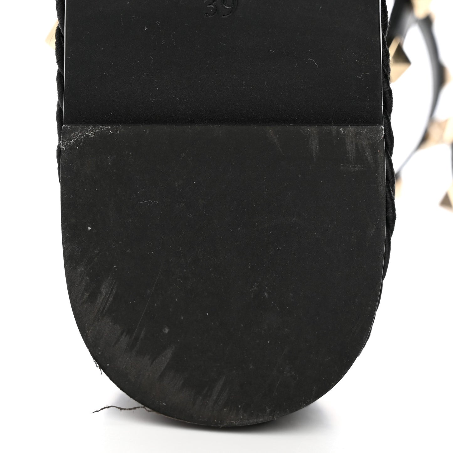 Calfskin Rockstud Ankle Strap Torchon Espadrille Caged 30/55mm Sandals 39 Black