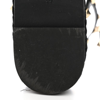 Valentino Garavani Calfskin Rockstud Ankle Strap Torchon Espadrille Caged 30/55mm Sandals 39 Black 10 of 12