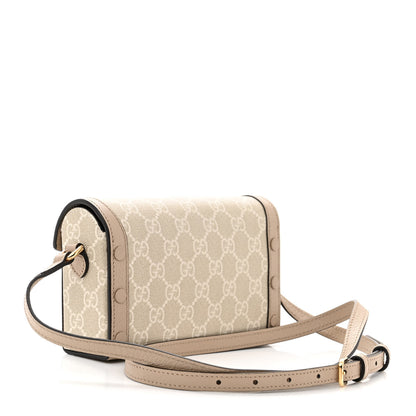 Gucci GG Supreme Monogram Textured Dollar Calfskin Mini Horsebit 1955 Shoulder Bag Beige Mystic White Oatmeal 3 of 10