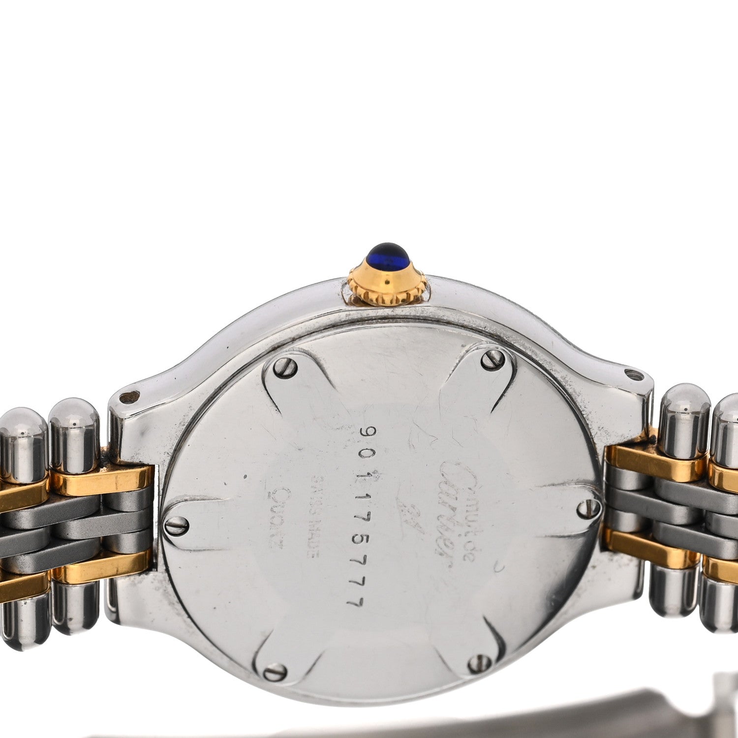 Cartier Stainless Steel 18K Yellow Gold 28mm Must De 21 Bullet Link Quartz Watch 4 of 5