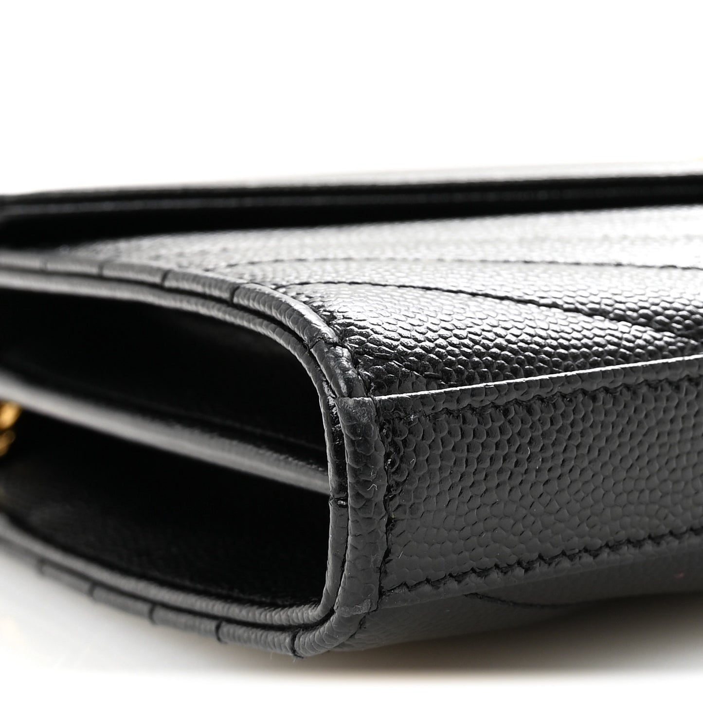 Grain De Poudre Matelasse Chevron Monogram Chain Wallet Black