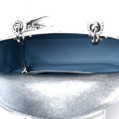 Christian Dior Metallic Grained Calfskin Cannage Small Lucky Badges My Lady Dior Silver 4 of 9