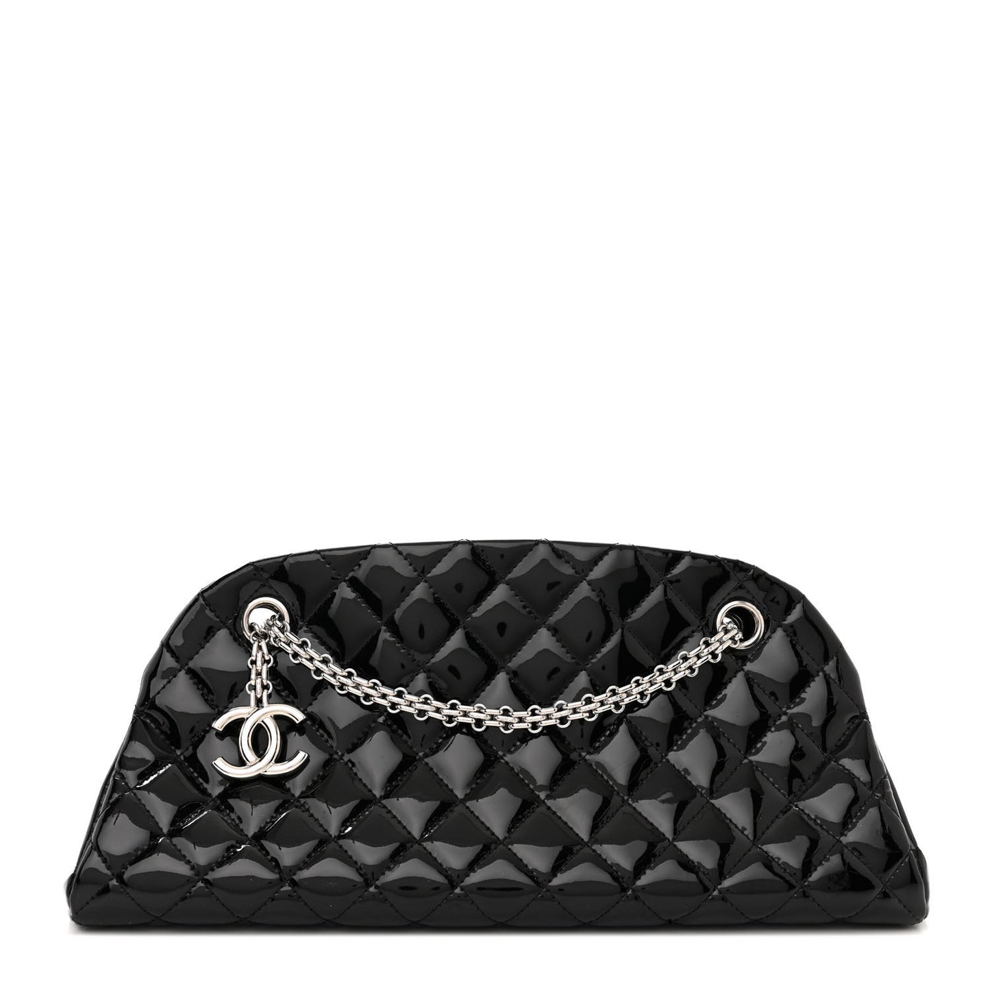 Patent Quilted Medium Just Mademoiselle Bowling Bag Black