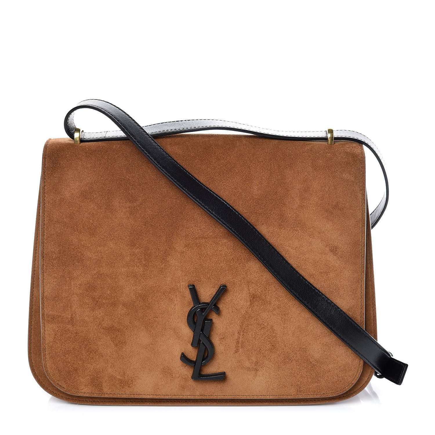 Saint Laurent Suede Monogram Medium Spontini Saddle Bag Brown 1 of 12
