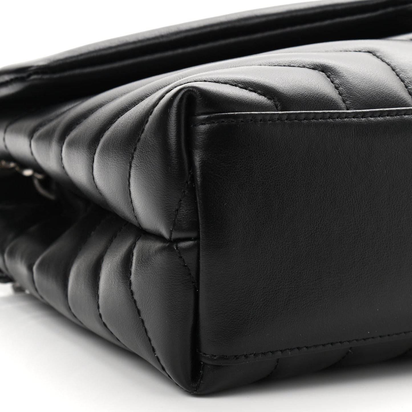 Calfskin Y Quilted Monogram Small Loulou Chain Satchel Black