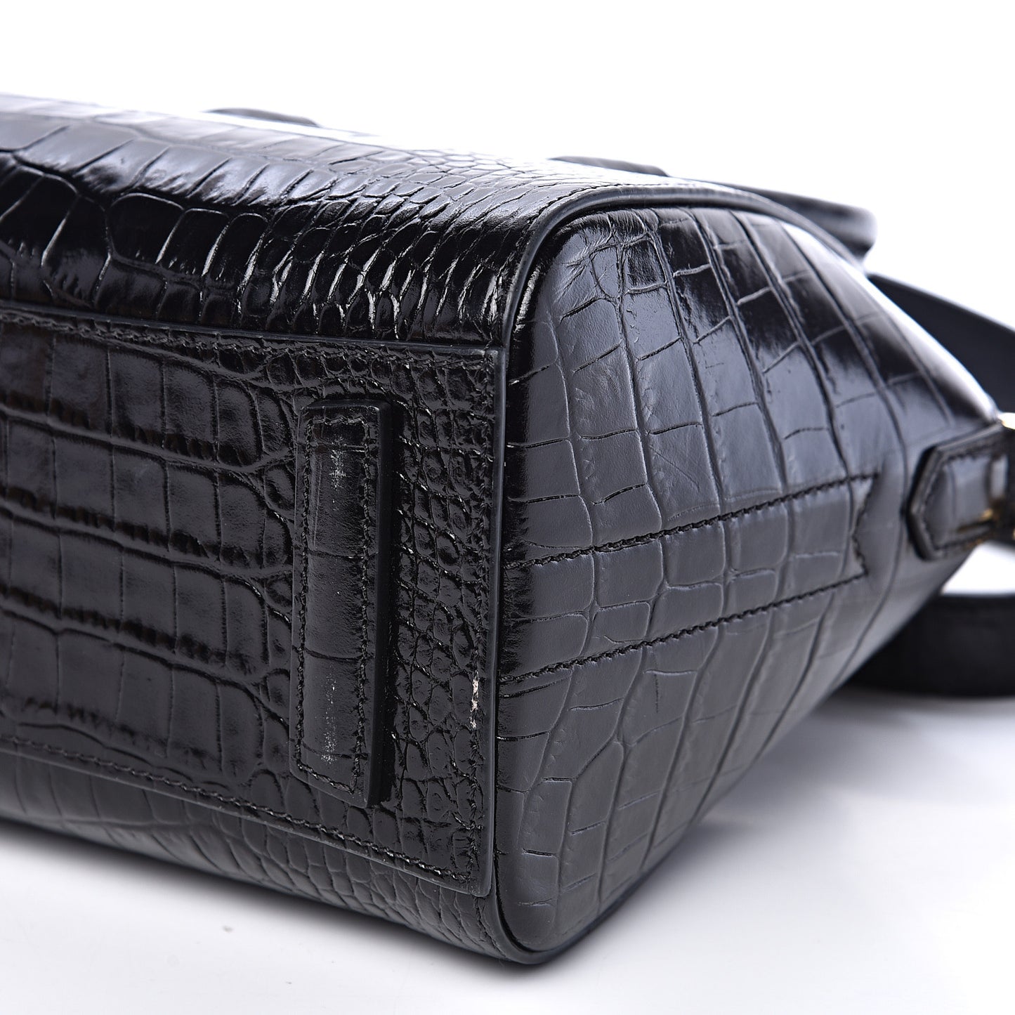 Calfskin Crocodile Embossed Mini Antigona Black