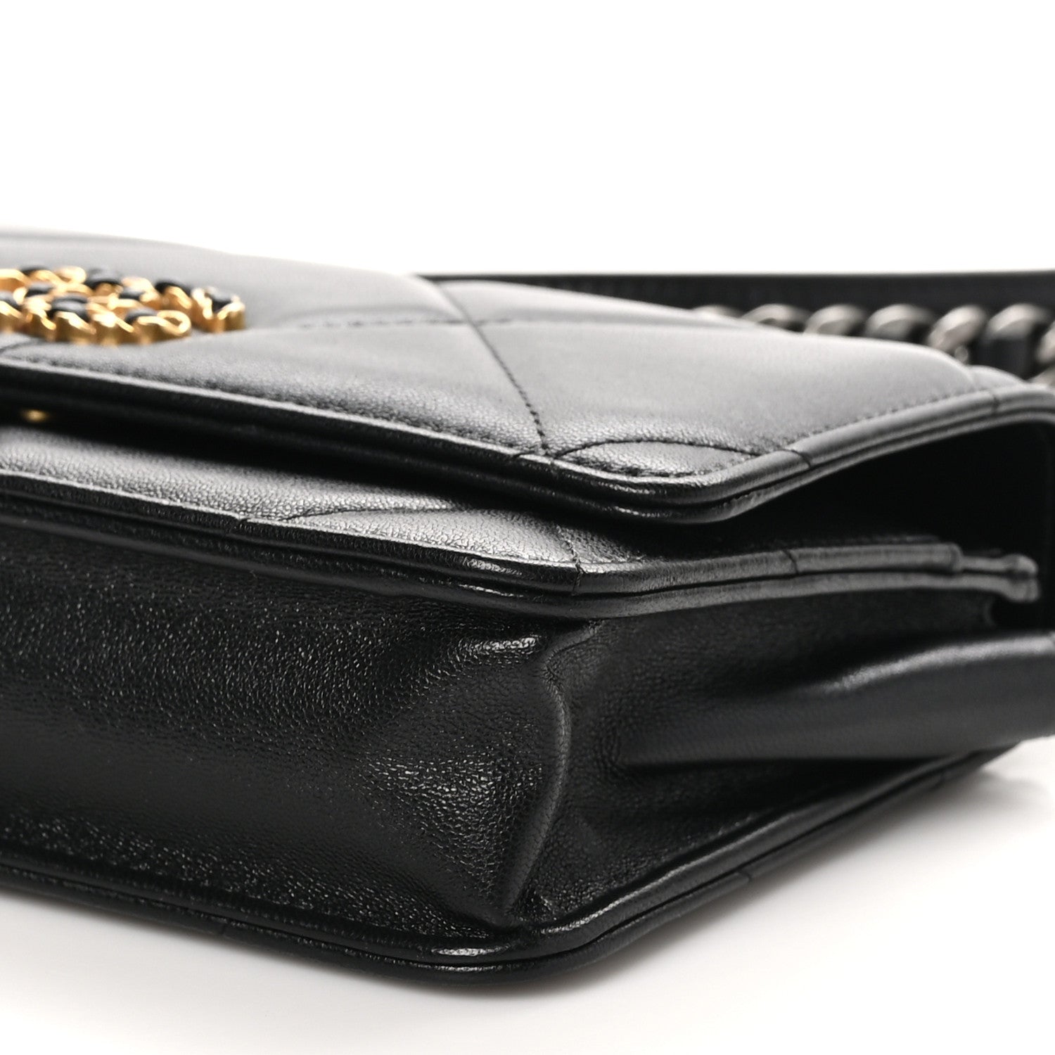 Chanel Lambskin Quilted Chanel 19 Wallet On Chain WOC Black 10 of 12