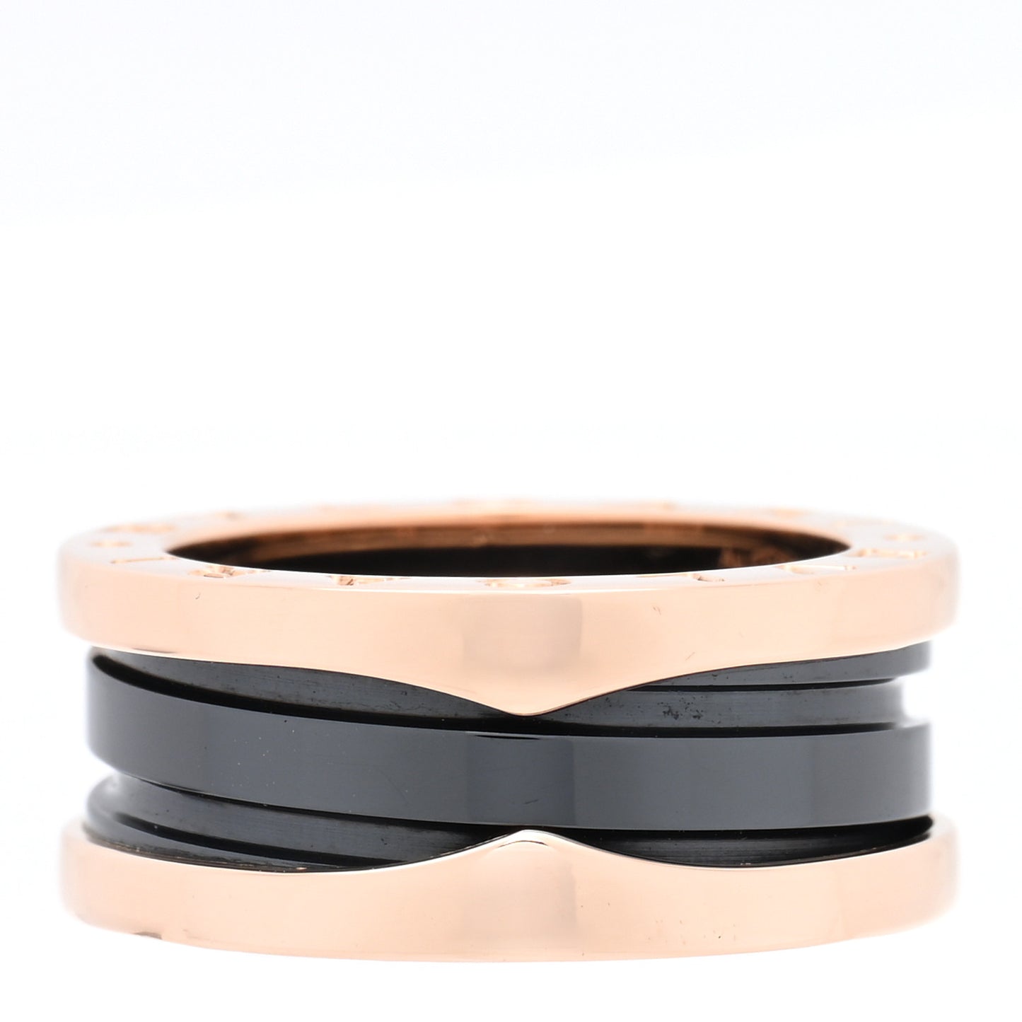 18K Rose Gold Black Ceramic B.Zero1 Two-Band Ring 48 4.5
