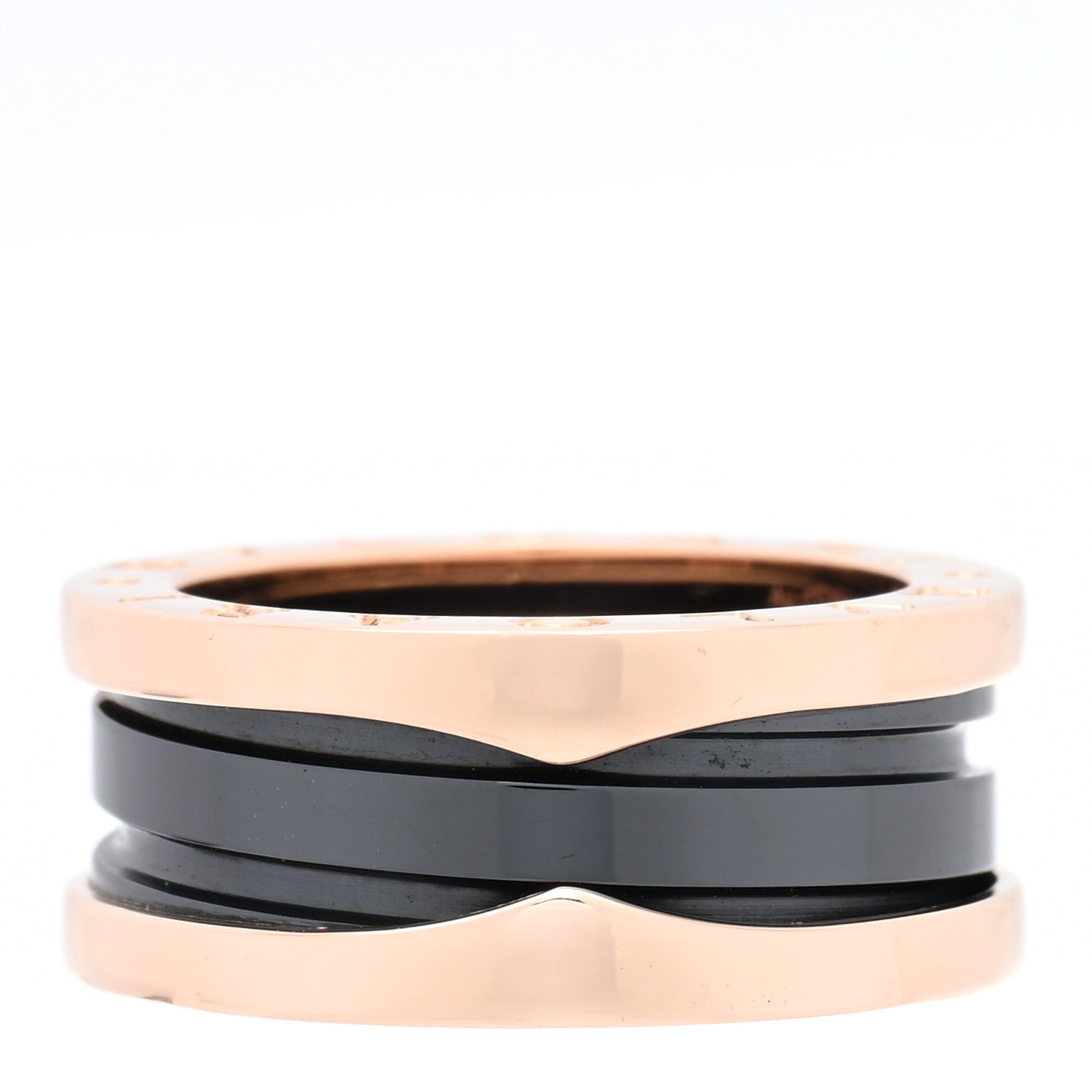 Bulgari 18K Rose Gold Black Ceramic B.Zero1 Two-Band Ring 48 4.5 1 of 5