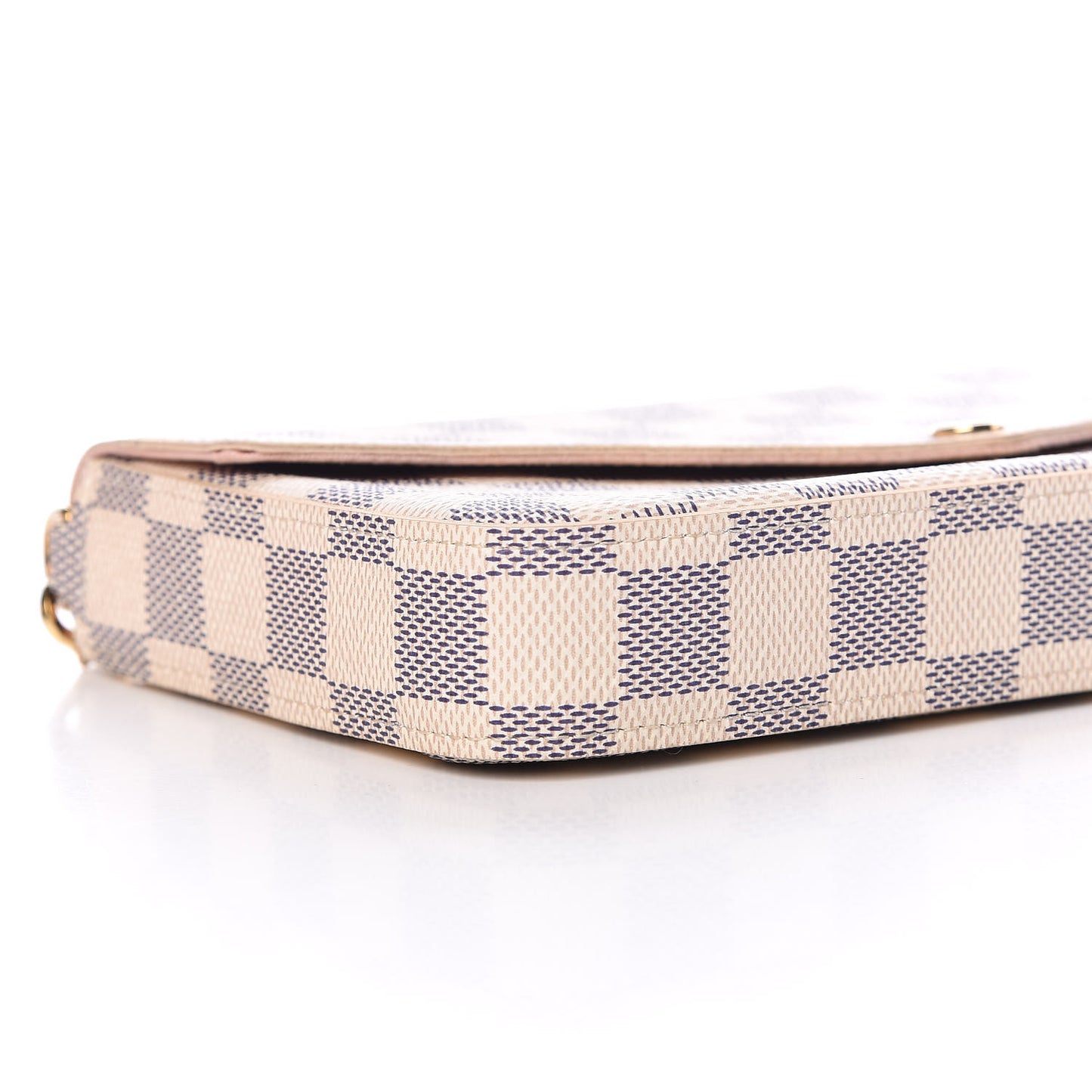 Damier Azur Pochette Felicie Chain Wallet Rose Ballerine