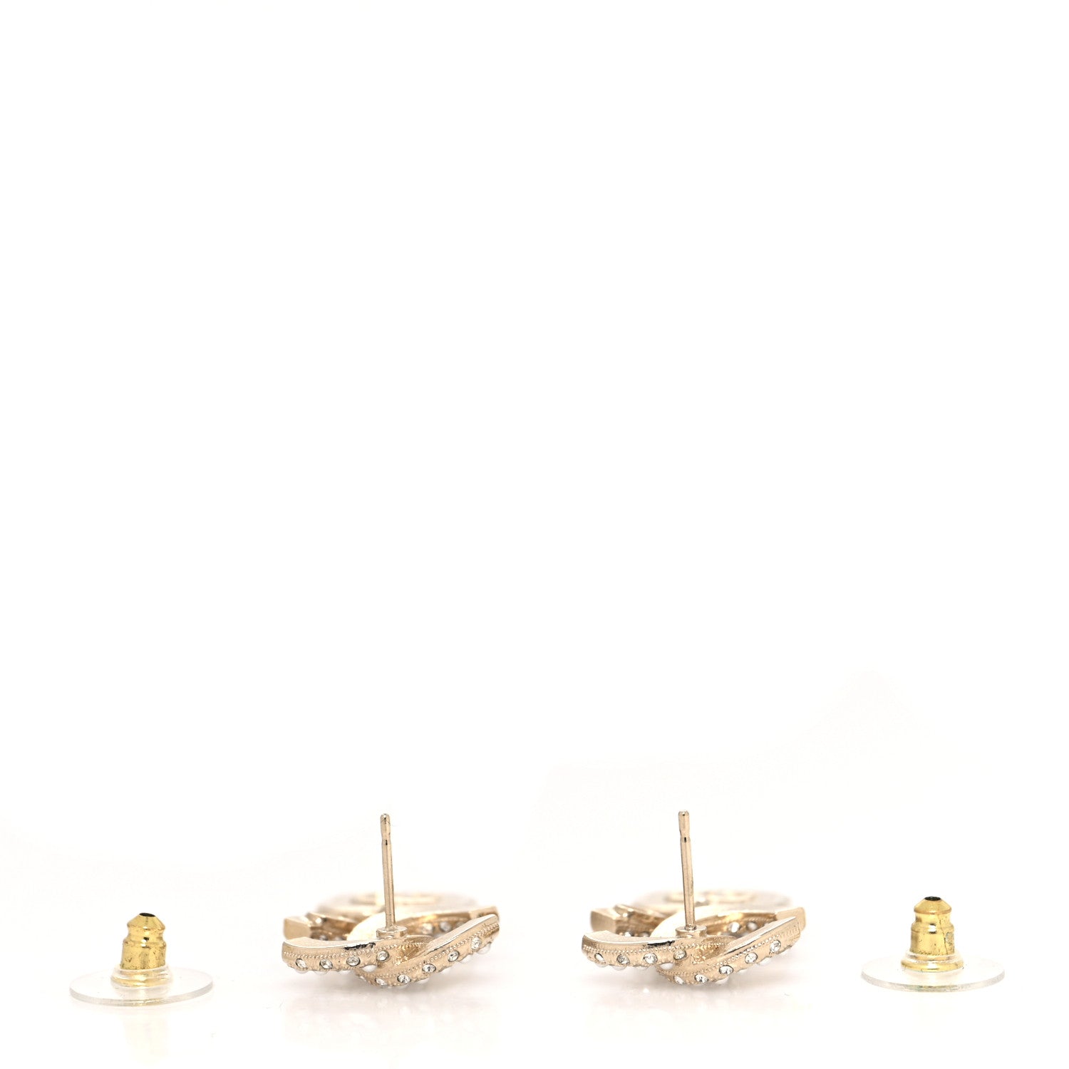 Chanel Pearl Baguette Crystal CC Drop Earrings Gold 4 of 4
