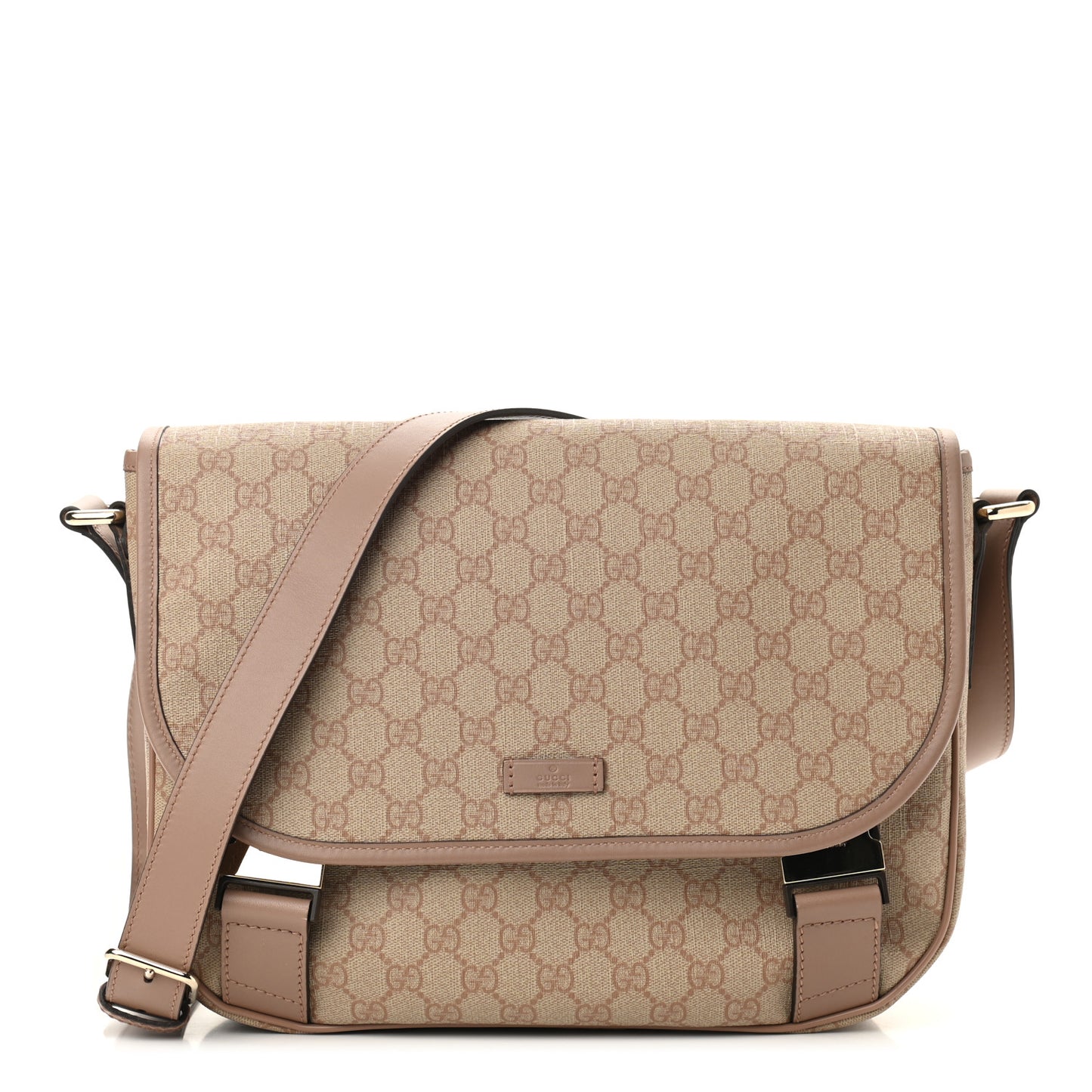 GG Plus Monogram Medium Double Buckle Flap Messenger Bag Pink