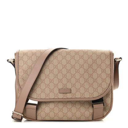 Gucci GG Plus Monogram Medium Double Buckle Flap Messenger Bag Pink 1 of 10