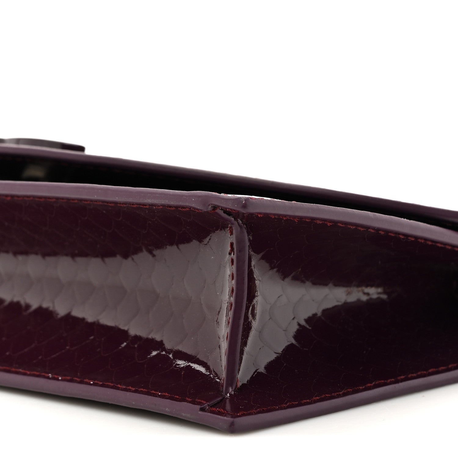 Christian Louboutin Patent Birdy Snakeskin Embossed Loubi54 Crossbody Clutch Merlot 8 of 9