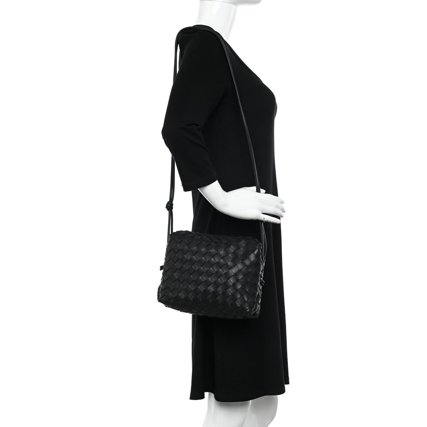 Nappa Intrecciato Small Loop Camera Bag Black