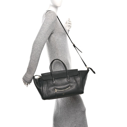 Celine Supple Shiny Lambskin Medium Smiling New Luggage Black 3 of 10