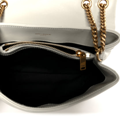 Saint Laurent Calfskin Y Quilted Monogram Small Loulou Chain Satchel Blanc Vintage 5 of 11