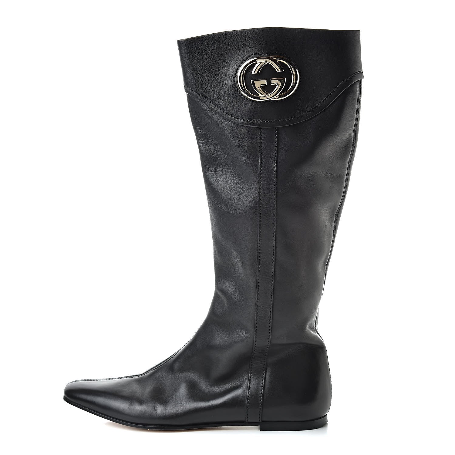Gucci Calfskin Interlocking G Boots 38.5 Black 1 of 14