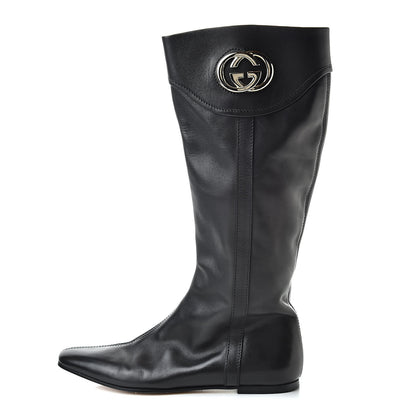 Gucci Calfskin Interlocking G Boots 38.5 Black 1 of 14