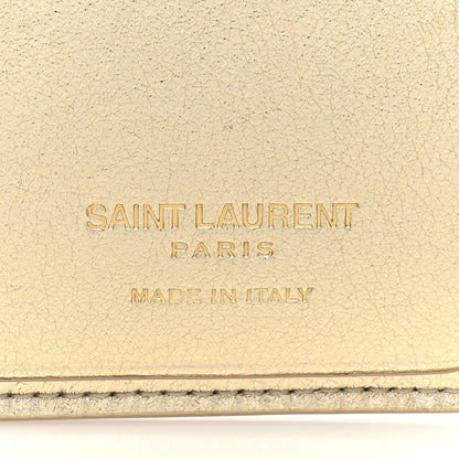 Saint Laurent Metallic Calfskin Monogram Trifold Key Case Platino 6 of 8