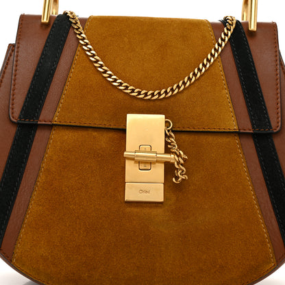 Chloe Suede Calfskin Patchwork Mini Drew Shoulder Bag Tobacco 7 of 9