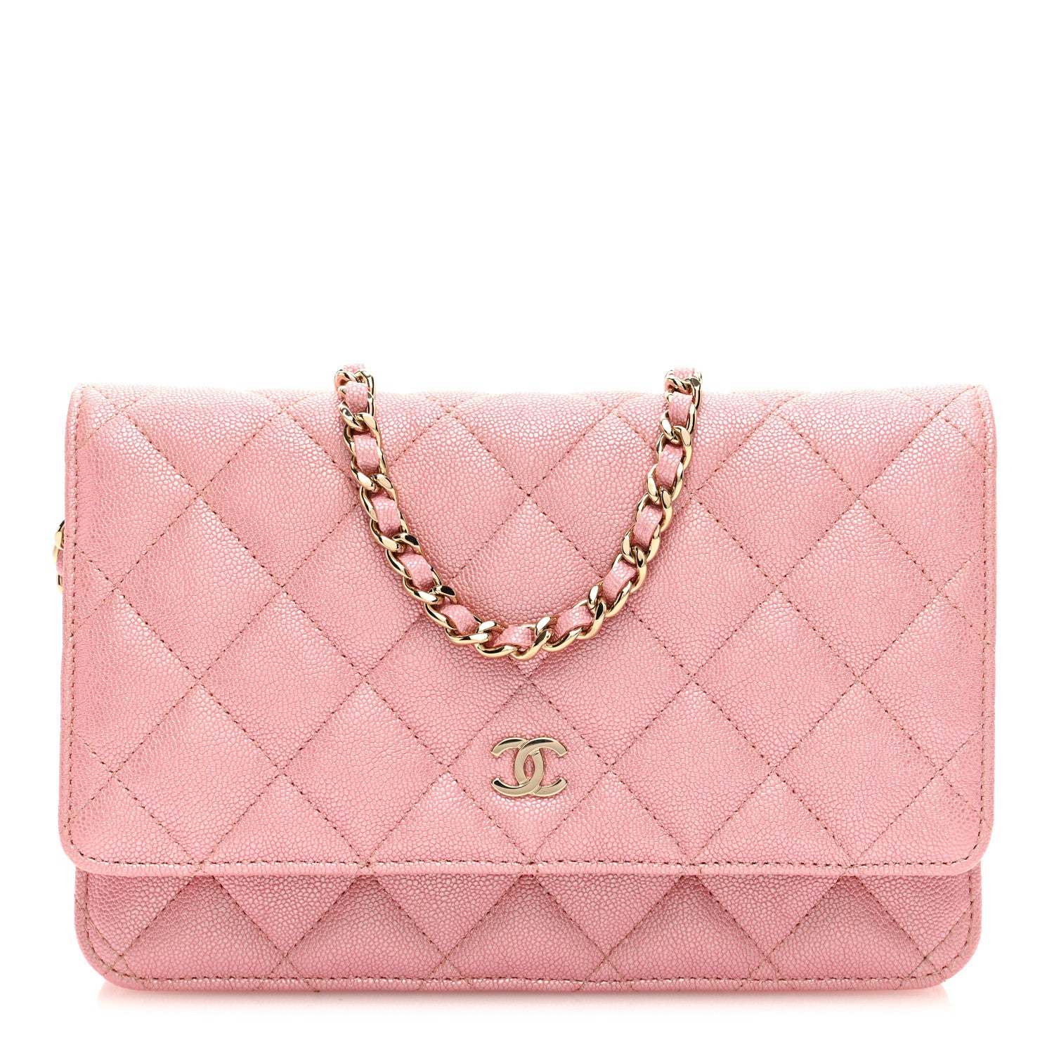 Chanel Iridescent Caviar Quilted Wallet on Chain WOC Rose Pink 1 of 11