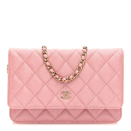 Chanel Iridescent Caviar Quilted Wallet on Chain WOC Rose Pink 1 of 11