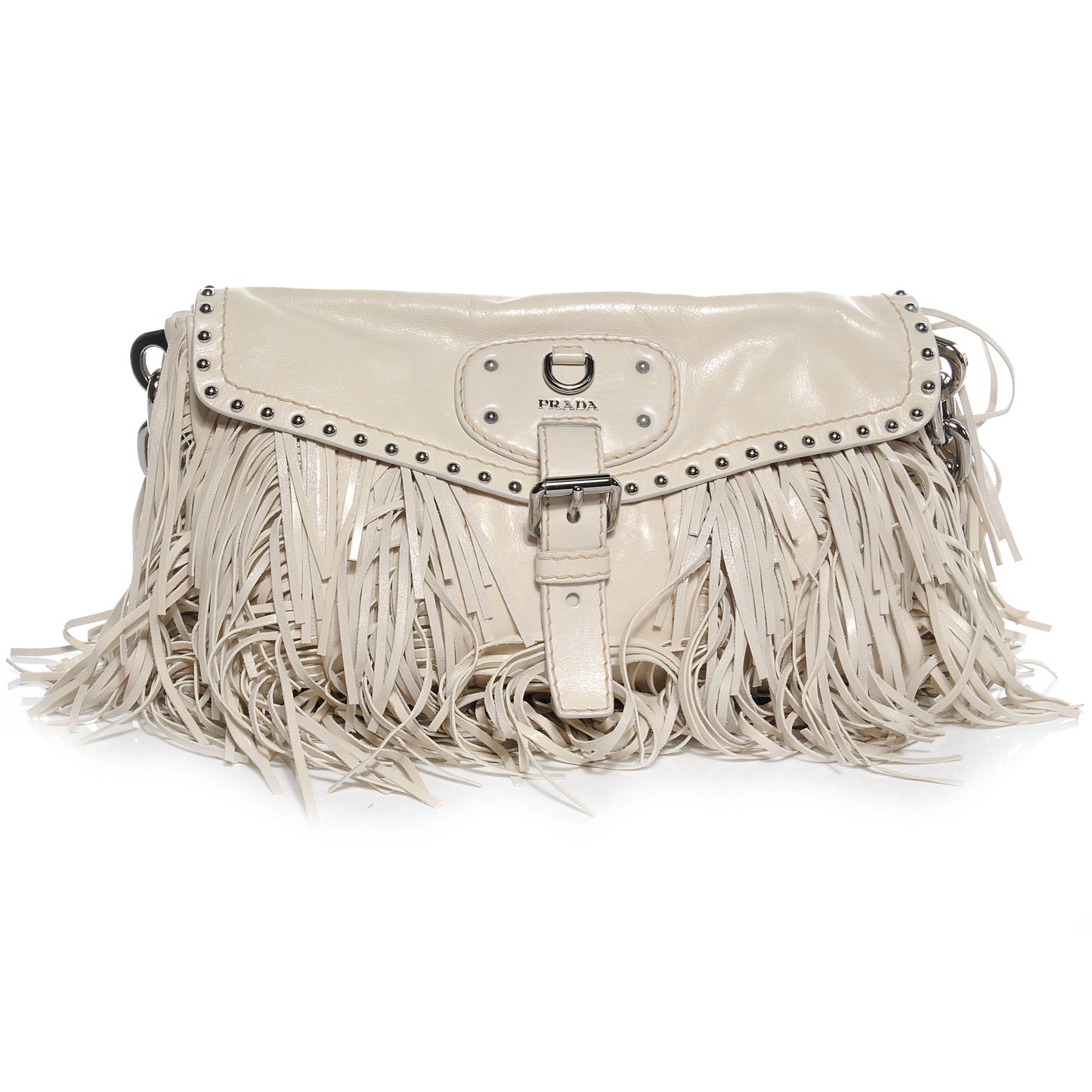 Vitello Shine Fringe Studded Flap Hobo Talco